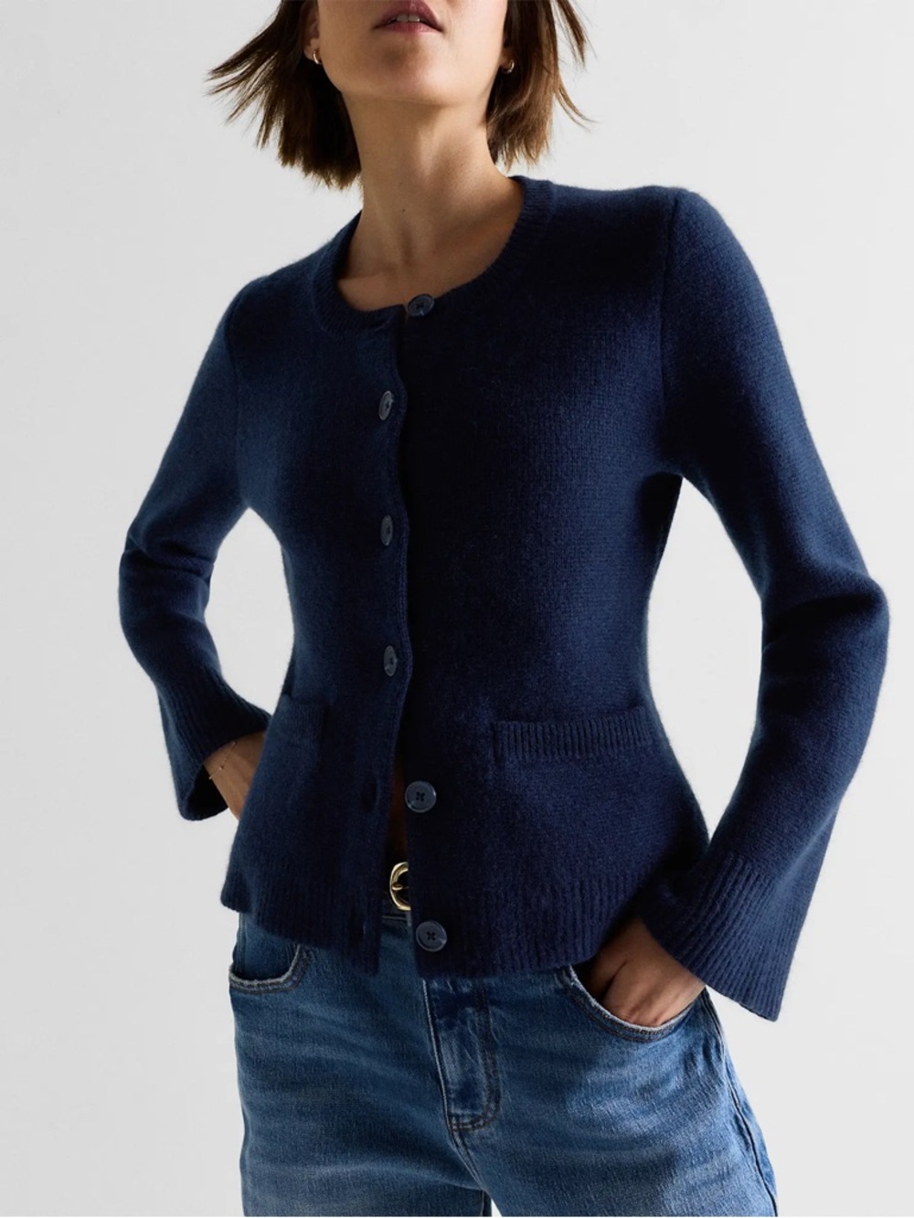 Quince Mongolian Cashmere Structured Cardigan TRUE Navy
Sleeved Top L - Picture 2 of 10